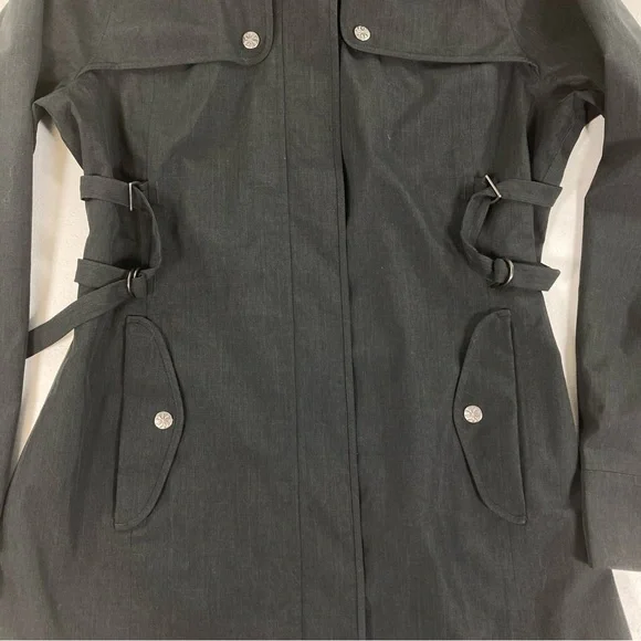ATHLETA Midtown Rain Trench Coat Hooded | Dark Gray | Women’s Size M Waterproof - Picture 5 of 16